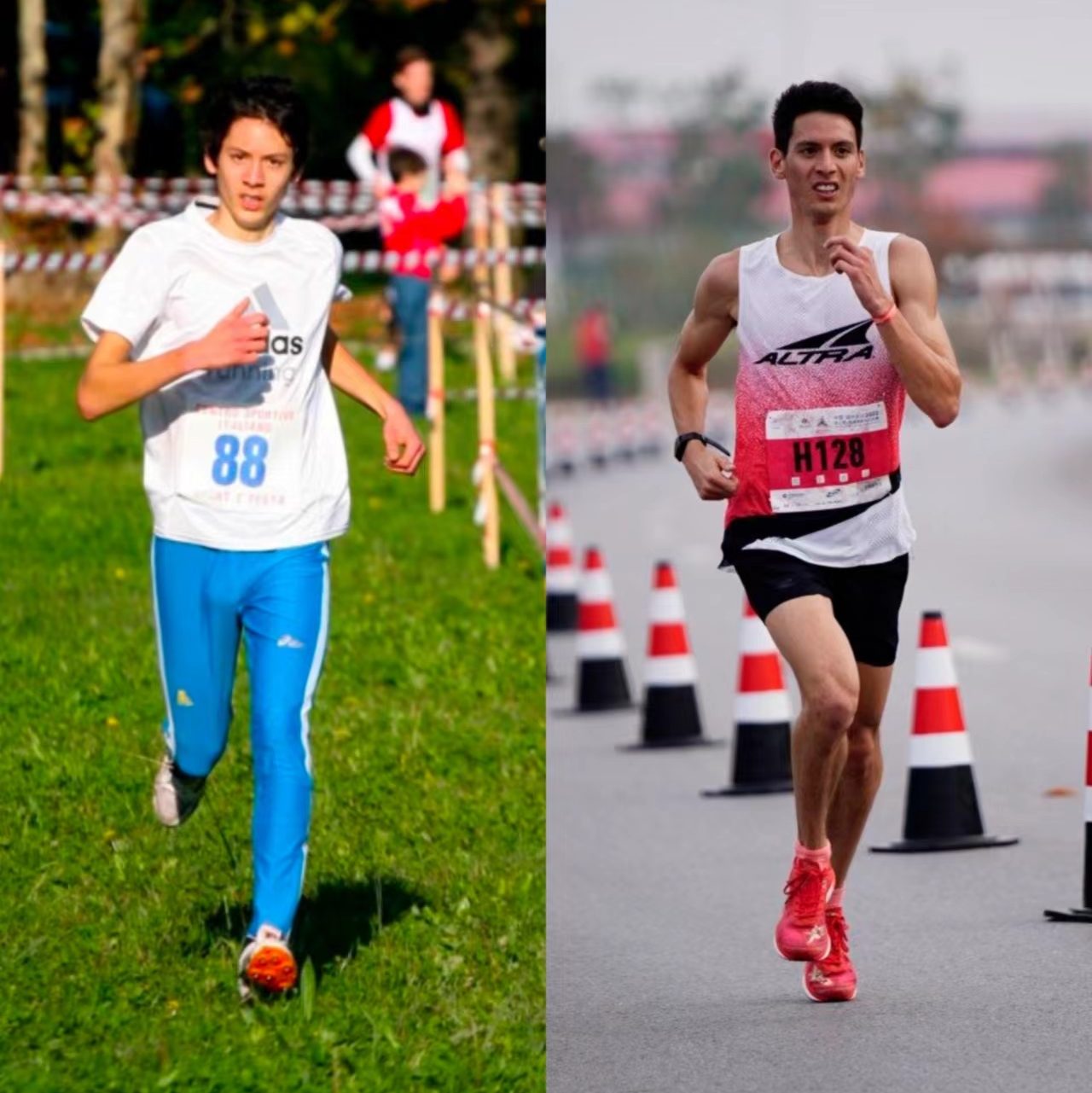 Myself running: when I was 15 (left) and 25 (right)